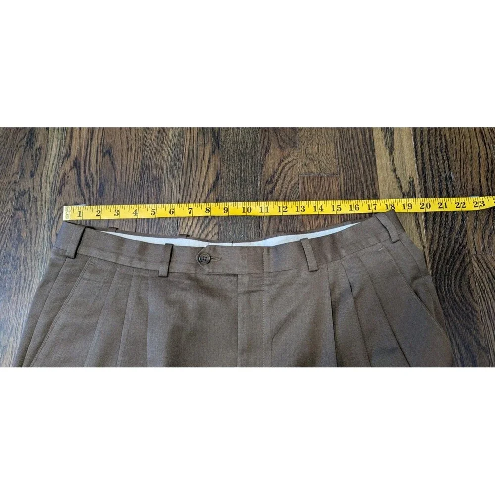 JB Britches Dress Pants Mens 36x31 Brown Wool Pleated Cuffed Trousers Vtg USA